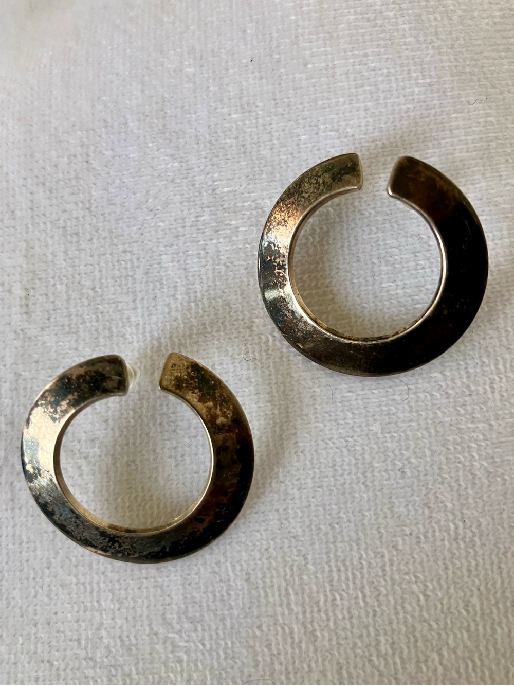 Vintage Modernist Split Hoop Sterling Earrings